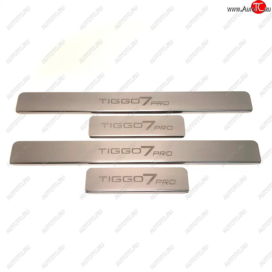 2 179 р. Накладки порожков салона INOX Chery Tiggo 7 PRO (2019-2025) (Нержавеющая сталь)  с доставкой в г. Керчь