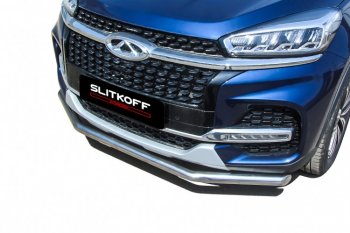 11 599 р. Защита переднего бампера Slitkoff (Ø 57 мм)  Chery Tiggo 8  1 T18 (2019-2023) рестайлинг (Полированная нержавейка)  с доставкой в г. Керчь. Увеличить фотографию 4