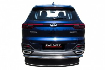 10 449 р. Защита заднего бампера Slitkoff (Ø 57 мм)  Chery Tiggo 8  1 T18 (2019-2023) рестайлинг (Полированная нержавейка)  с доставкой в г. Керчь. Увеличить фотографию 2