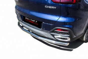 10 449 р. Защита заднего бампера Slitkoff (Ø 57 мм)  Chery Tiggo 8  1 T18 (2019-2023) рестайлинг (Полированная нержавейка)  с доставкой в г. Керчь. Увеличить фотографию 4