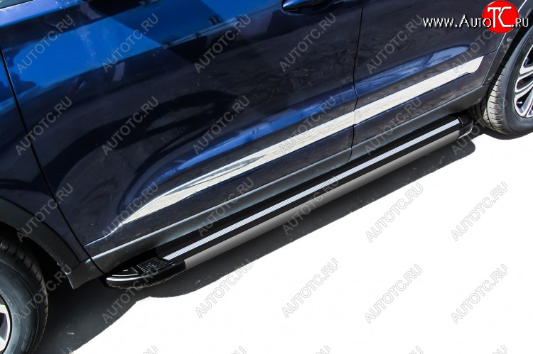 11 299 р. Пороги алюминиевые Slitkoff  Chery Tiggo 8  1 T18 (2019-2023) рестайлинг (Luxe Black)  с доставкой в г. Керчь