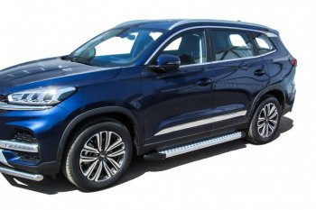17 399 р. Пороги алюминиевые Slitkoff  Chery Tiggo 8  (T18) (2019-2025) рестайлинг (Standart Silver)  с доставкой в г. Керчь. Увеличить фотографию 4