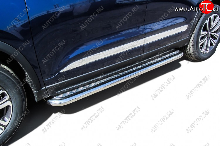 17 699 р. Защита порогов Slitkoff (Ø 57 мм, с листом)  Chery Tiggo 8  1 T18 (2019-2023) рестайлинг  с доставкой в г. Керчь