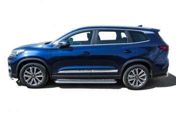 17 699 р. Защита порогов Slitkoff (Ø 57 мм, с листом)  Chery Tiggo 8  1 T18 (2019-2023) рестайлинг  с доставкой в г. Керчь. Увеличить фотографию 2