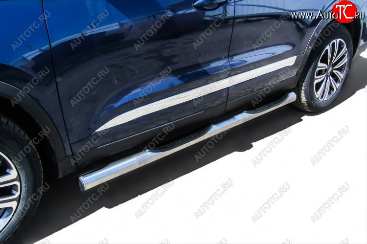 17 699 р. Защита порогов Slitkoff (Ø 76 мм, с проступями)  Chery Tiggo 8 ( (T18),  1 T18) (2018-2023) дорестайлинг, рестайлинг (Полированная нержавейка)  с доставкой в г. Керчь