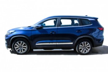 17 699 р. Защита порогов Slitkoff (Ø 76 мм, с проступями)  Chery Tiggo 8 ( (T18),  1 T18) (2018-2023) дорестайлинг, рестайлинг (Полированная нержавейка)  с доставкой в г. Керчь. Увеличить фотографию 3
