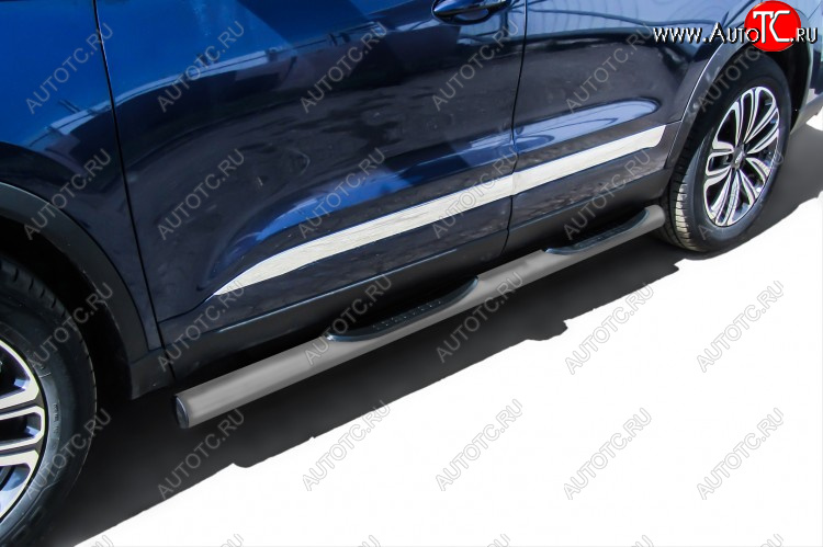 12 399 р. Защита порогов Slitkoff (Ø 76 мм, с проступями)  Chery Tiggo 8 ( (T18),  1 T18) (2018-2023) дорестайлинг, рестайлинг (Цвет: серебристый)  с доставкой в г. Керчь