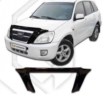 2 599 р. Дефлектор капота (2006-2010) CA-Plastic exclusive Chery Tiggo T11 дорестайлинг (2005-2013) (серия Classic черный, Без надписи)  с доставкой в г. Керчь. Увеличить фотографию 2