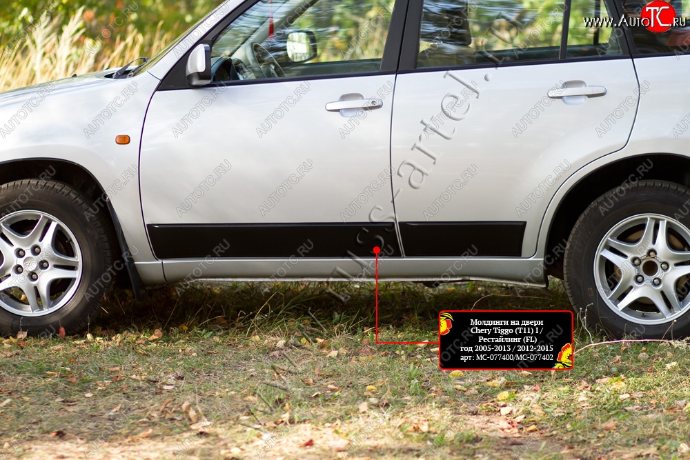 2 489 р. Молдинг на дверь RA (передний правый)  Chery Tiggo T11 (2005-2013) дорестайлинг (Поверхность шагрень)  с доставкой в г. Керчь
