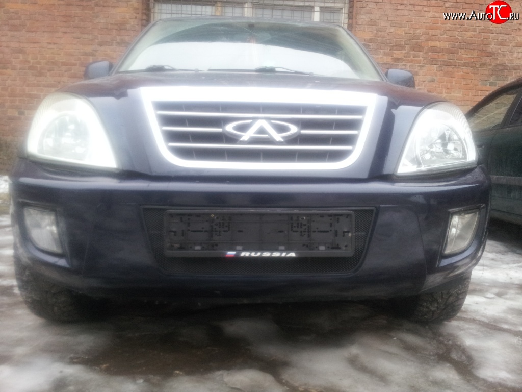 1 469 р. Сетка на бампер Russtal (черная) Chery Tiggo T11 дорестайлинг (2005-2013)  с доставкой в г. Керчь
