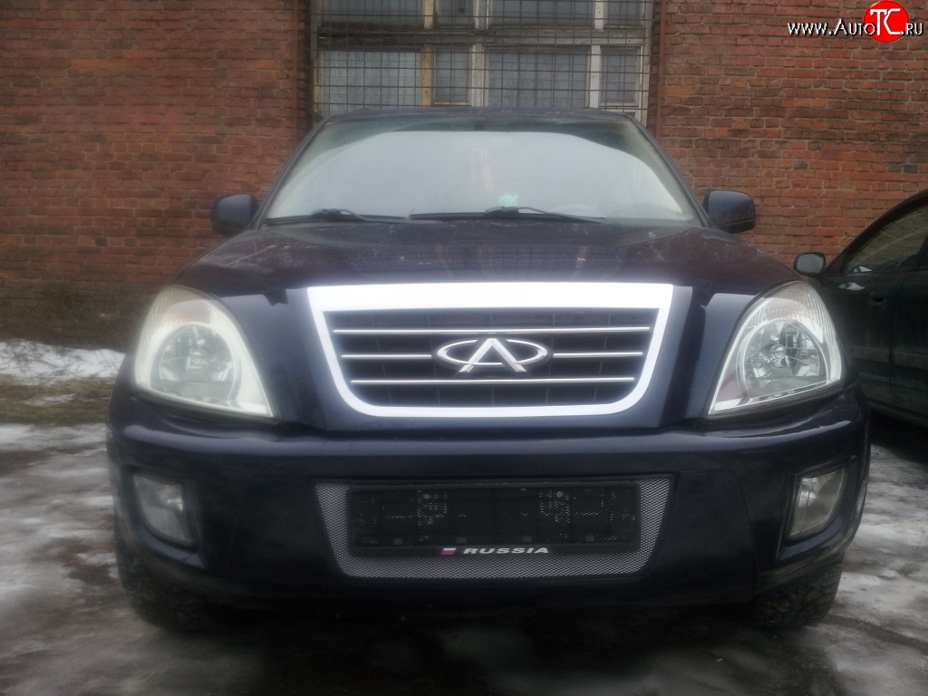 1 539 р. Сетка на бампер Russtal (хром) Chery Tiggo T11 дорестайлинг (2005-2013)  с доставкой в г. Керчь