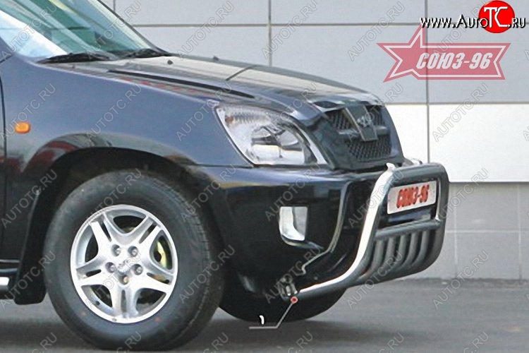 13 931 р. Защита переднего бампера с нижней защитой Souz-96 (d60) Chery Tiggo T11 дорестайлинг (2005-2013)  с доставкой в г. Керчь