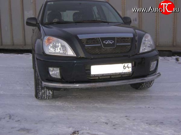 9 999 р. Одинарная защита переднего бампера диаметром 57 мм Slitkoff  Chery Tiggo T11 (2005-2013) дорестайлинг (Нержавейка, Полированная)  с доставкой в г. Керчь