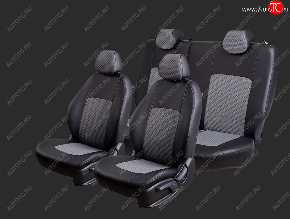 5 499 р. Чехлы для сидений Lord Autofashion Турин (экокожа/жаккард, раздельные задние спинка и сиденья 50/50, 2 П-образных подголовника)  Chery Tiggo T11 (2005-2013) дорестайлинг (Черный, вставка Черный Тропик)  с доставкой в г. Керчь