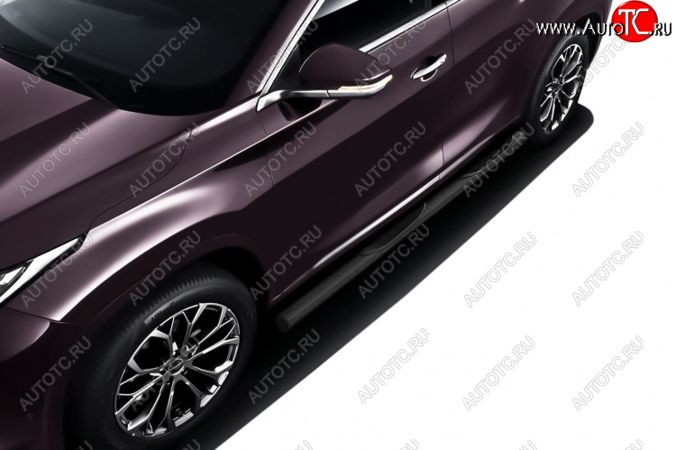 12 499 р. Защита порогов Slitkoff (Ø 76 мм, с проступями)  EXEED TXL (2020-2021)  дорестайлинг (Цвет: черный)  с доставкой в г. Керчь