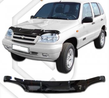 3 079 р. Дефлектор капота CA-Plastic Лада 2123 (Нива Шевроле) дорестайлинг (2002-2008) (серия Classic черный, Без надписи)  с доставкой в г. Керчь. Увеличить фотографию 2