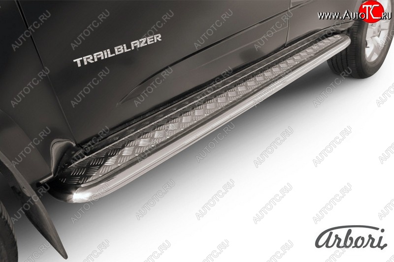 15 749 р. Порожки для ног Arbori (нержавейка, алюминий, d57) Chevrolet Trailblazer GM800 дорестайлинг (2012-2016)  с доставкой в г. Керчь