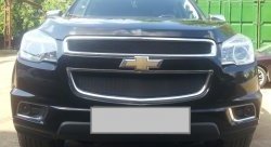 1 469 р. Сетка в решетку радиатора (верхняя) Russtal Chevrolet Trailblazer GM800 дорестайлинг (2012-2016) (черная)  с доставкой в г. Керчь. Увеличить фотографию 2