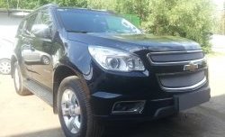 1 539 р. Нижняя сетка на бампер Russtal (хром) Chevrolet Trailblazer GM800 дорестайлинг (2012-2016)  с доставкой в г. Керчь. Увеличить фотографию 4