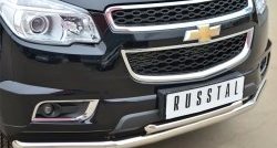 23 999 р. Защита переднего бампера (2 трубыØ63 и 42 мм, нержавейка) SLITKOFF  Chevrolet Trailblazer  GM800 (2012-2016) дорестайлинг  с доставкой в г. Керчь. Увеличить фотографию 2