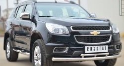 24 699 р. Защита переднего бампера (2 трубыØ76 и 42 мм, нержавейка) SLITKOFF  Chevrolet Trailblazer  GM800 (2012-2016) дорестайлинг  с доставкой в г. Керчь. Увеличить фотографию 4