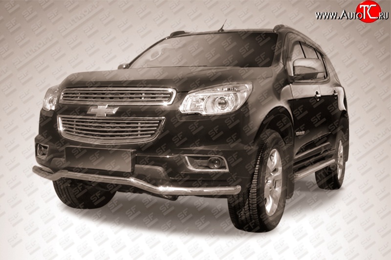 15 499 р. Защита переднего бампера Slitkoff (волна, d57)  Chevrolet Trailblazer  GM800 (2012-2016) дорестайлинг (Нержавейка, Полированная)  с доставкой в г. Керчь
