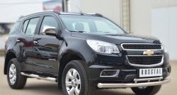 83 999 р. Защита порогов с пластиковыми вставками для ног из круглой трубы диаметром 76 мм Russtal Chevrolet Trailblazer GM800 дорестайлинг (2012-2016) (Защита порогов с со скосами на торцах (вариант 1))  с доставкой в г. Керчь. Увеличить фотографию 7