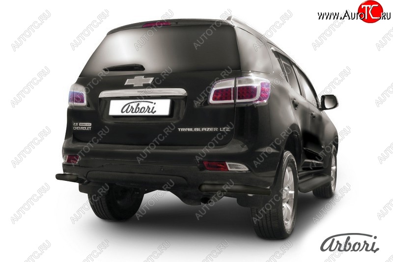 5 399 р. Защита заднего бампера Arbori (уголки, черная, 1 труба d57 mm). Chevrolet Trailblazer GM800 дорестайлинг (2012-2016)  с доставкой в г. Керчь