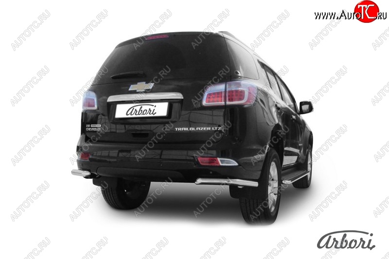 10 549 р. Защита заднего бампера Arbori (уголки, нержавейка, 1 труба d57 mm). Chevrolet Trailblazer GM800 дорестайлинг (2012-2016)  с доставкой в г. Керчь