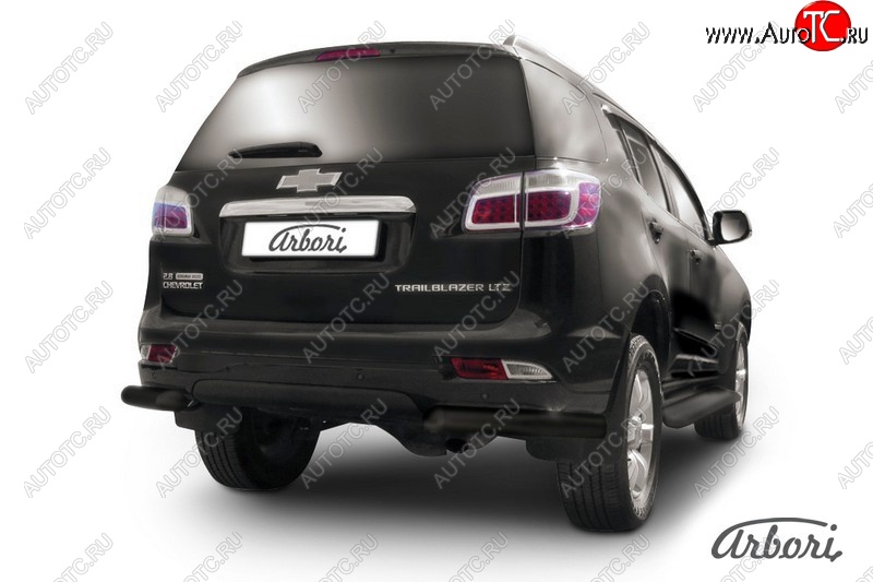 6 849 р. Защита заднего бампера Arbori (уголки, черная, d76 mm). Chevrolet Trailblazer GM800 дорестайлинг (2012-2016)  с доставкой в г. Керчь