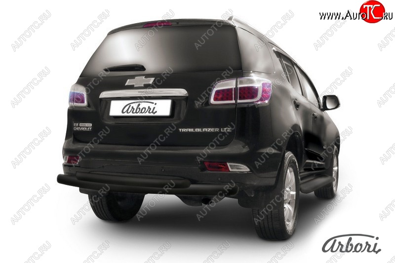 8 819 р. Защита заднего бампера Arbori (уголки, черная, 1 труба d76 mm). Chevrolet Trailblazer GM800 дорестайлинг (2012-2016)  с доставкой в г. Керчь