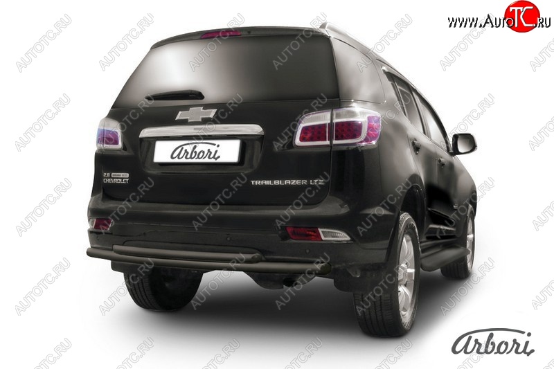 7 199 р. Защита заднего бампера Arbori (черная, 2 трубы d76 и 42 mm). Chevrolet Trailblazer GM800 дорестайлинг (2012-2016)  с доставкой в г. Керчь