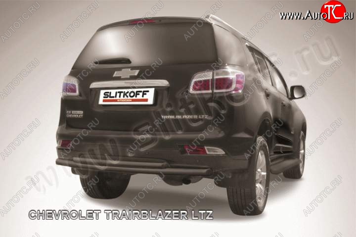 9 649 р. Защита заднего бампера из труб d 57 и d42 Slitkoff  Chevrolet Trailblazer  GM800 (2012-2016) дорестайлинг (Цвет: серебристый)  с доставкой в г. Керчь