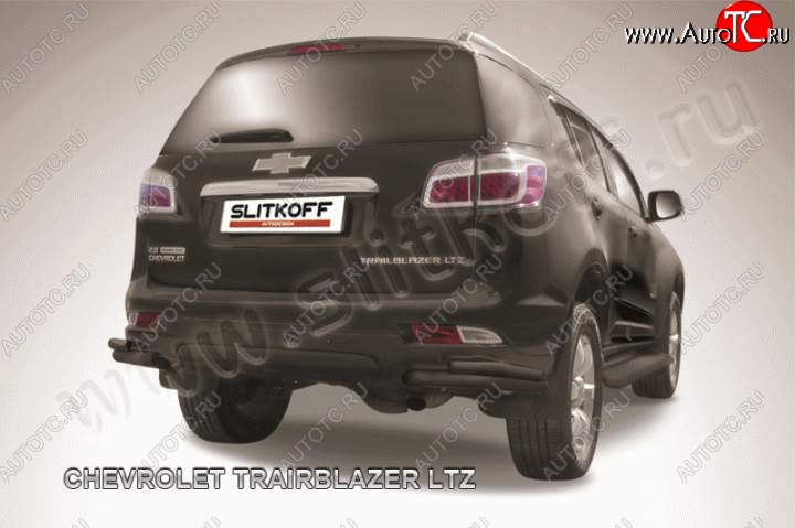 7 599 р. Защита заднего бампера из уголков d57+d42 Slitkoff  Chevrolet Trailblazer  GM800 (2012-2016) дорестайлинг (Цвет: серебристый)  с доставкой в г. Керчь