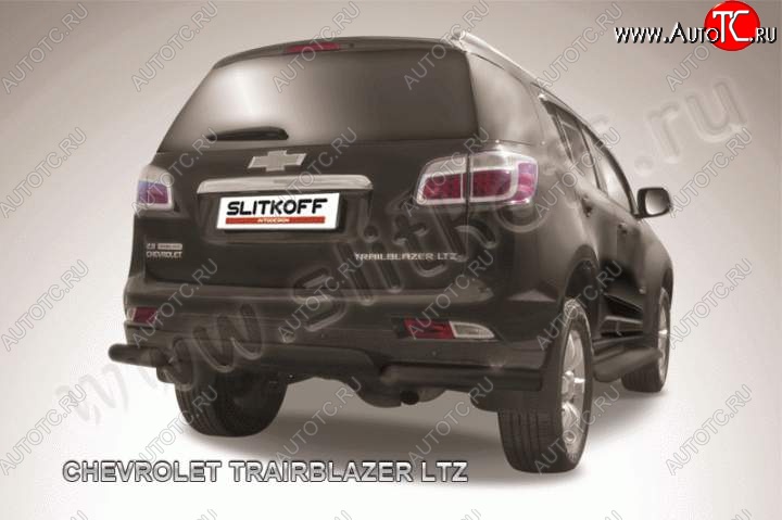7 999 р. Защита заднего бампера из уголков d76 Slitkoff  Chevrolet Trailblazer  GM800 (2012-2016) дорестайлинг (Цвет: серебристый)  с доставкой в г. Керчь
