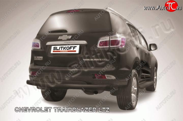 8 999 р. Защита заднего бампера из трубы d76 Slitkoff  Chevrolet Trailblazer  GM800 (2012-2016) дорестайлинг (Цвет: серебристый)  с доставкой в г. Керчь