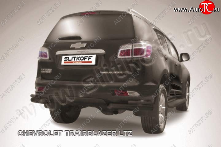 10 949 р. Защита заднего бампера из уголков d76+d42 Slitkoff  Chevrolet Trailblazer  GM800 (2012-2016) дорестайлинг (Цвет: серебристый)  с доставкой в г. Керчь