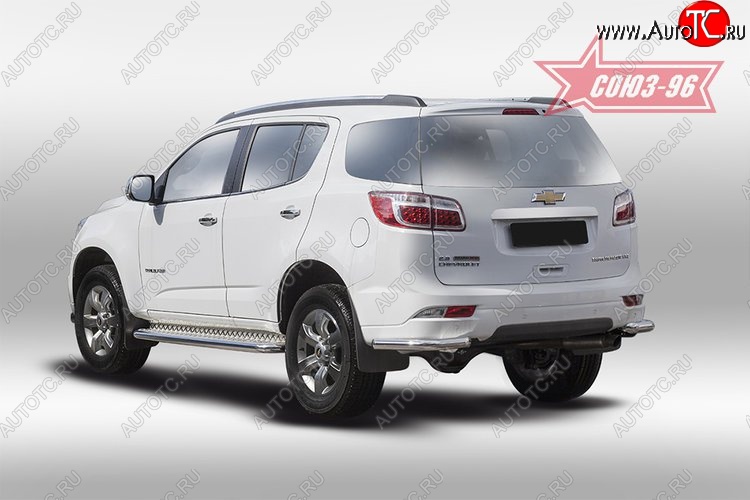 10 574 р. Защита заднего бампера из боковых уголков Souz-96 (d60) Chevrolet Trailblazer GM800 дорестайлинг (2012-2016)  с доставкой в г. Керчь