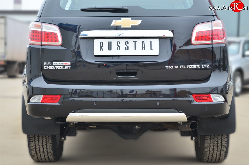 20 999 р. Защита заднего бампера (Ø75x42 мм, нержавейка) SLITKOFF  Chevrolet Trailblazer  GM800 (2012-2016) дорестайлинг  с доставкой в г. Керчь