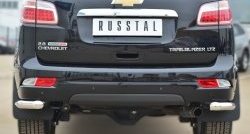 Защита заднего бампера (Ø63 мм уголки, нержавейка) SLITKOFF Chevrolet Trailblazer  GM800 (2012-2016) дорестайлинг