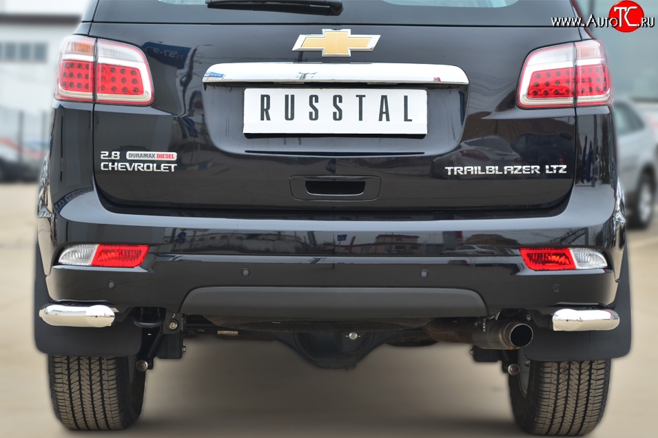 18 599 р. Защита заднего бампера (Ø63 мм уголки, нержавейка) SLITKOFF  Chevrolet Trailblazer  GM800 (2012-2016) дорестайлинг  с доставкой в г. Керчь