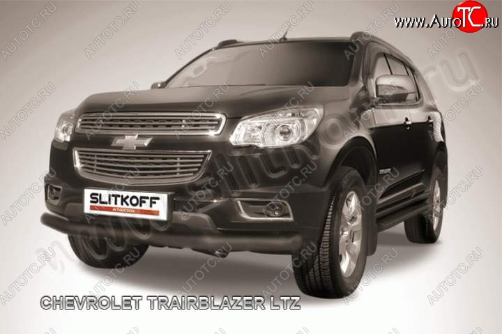 10 649 р. Защита переднего бампера d76 Slitkoff  Chevrolet Trailblazer  GM800 (2012-2016) дорестайлинг (Цвет: серебристый)  с доставкой в г. Керчь