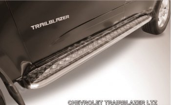 Порожки для ног Slitkoff (Ø57 с листом) Chevrolet Trailblazer GM800 дорестайлинг (2012-2016) (Нержавейка)