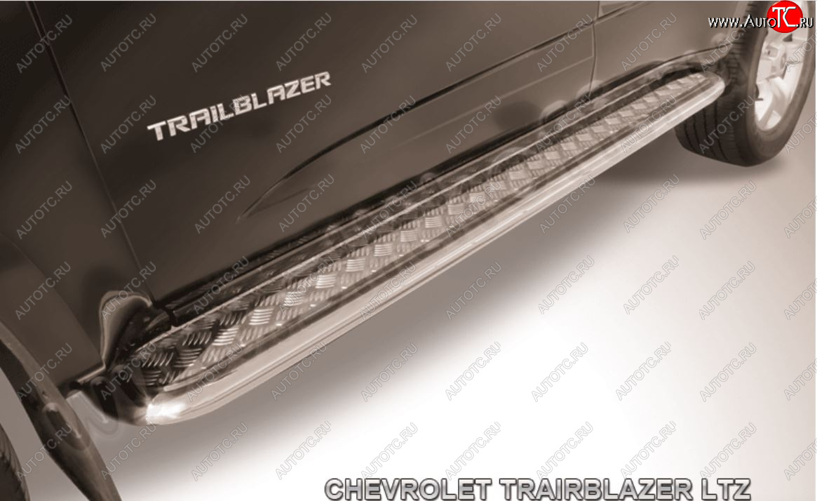 16 799 р. Порожки для ног Slitkoff (Ø57 с листом)  Chevrolet Trailblazer  GM800 (2012-2016) дорестайлинг (Нержавейка)  с доставкой в г. Керчь