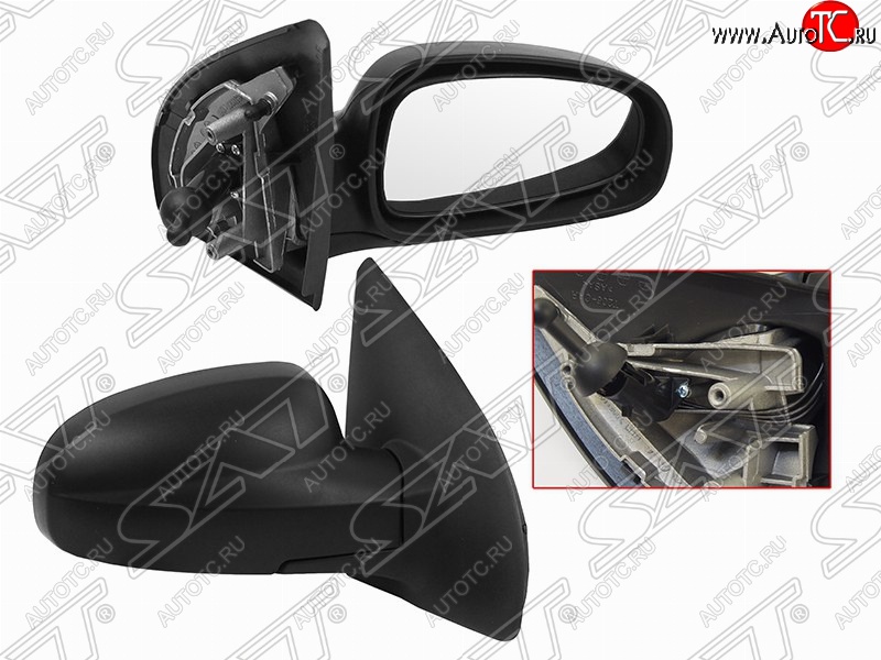 2 299 р. Правое зеркало заднего вида SAT (механическое)  Chevrolet Aveo ( T250,  T300) (2006-2015) хэтчбек 5 дв рестайлинг, хэтчбек (Неокрашенное)  с доставкой в г. Керчь