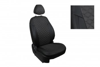7 549 р. Чехлы для сидений Seintex Ромб Алькантара Chevrolet Aveo T250 седан рестайлинг (2006-2011) (Цвет: черный)  с доставкой в г. Керчь. Увеличить фотографию 2