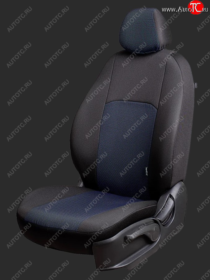 5 949 р. Чехлы для сидений Lord Autofashion Дублин (жаккард, спинка 60/40, 3 Г-образных подголовника) Chevrolet Aveo T250 хэтчбек 5 дв рестайлинг (2006-2011) (Черный, вставка Ёж Синий)  с доставкой в г. Керчь