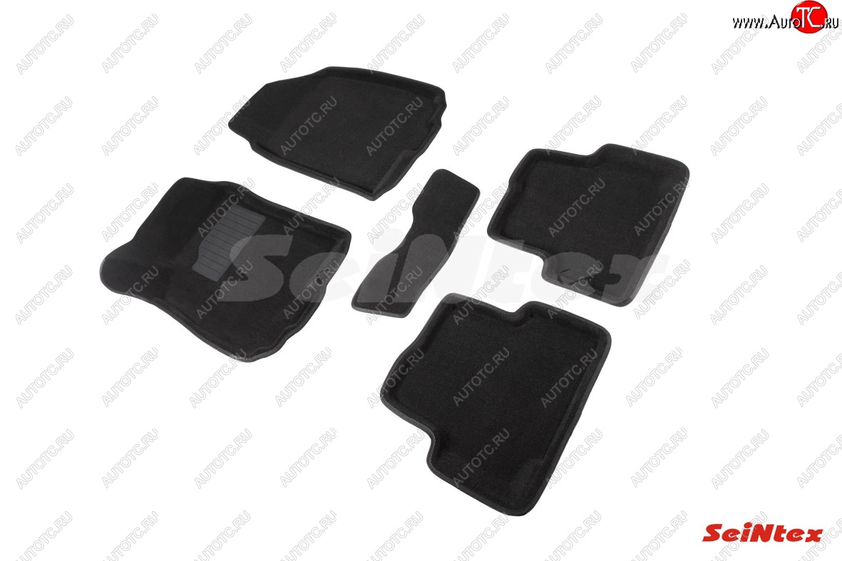 5 499 р. Износостойкие коврики в салон SeiNtex Premium 3D 4 шт. (ворсовые, черные) Chevrolet Aveo T300 седан (2011-2015)  с доставкой в г. Керчь