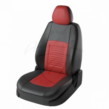 Чехлы для сидений Lord Autofashion Турин (экокожа) Chevrolet Aveo T250 седан рестайлинг (2006-2011) (Чёрный, вставка красная)
