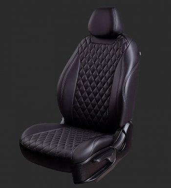 Чехлы для сидений Lord Autofashion Байрон (экокожа, спинка 60/40, 3 г-образных подголовника) Chevrolet Aveo  T250 (2006-2011), Ravon Nexia R3 (2016-2020) (Черный, строчка черная)